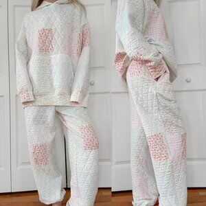 Sunkissed Coconut Quilted Pastel Joggers - Size Medium